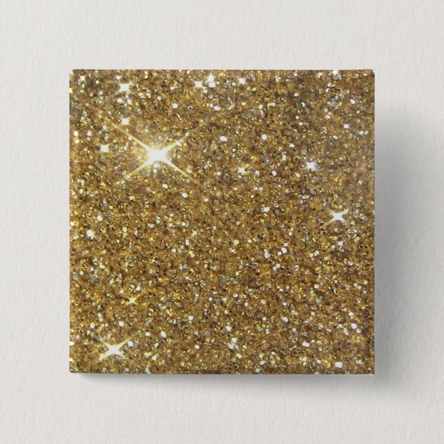 Luxury Gold Glitter - Printed Image 15 Cm Square Badge (Front)