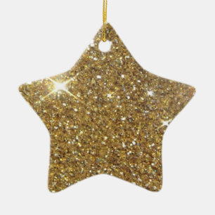 Luxury Gold Glitter - Printed Image Ceramic Tree Decoration