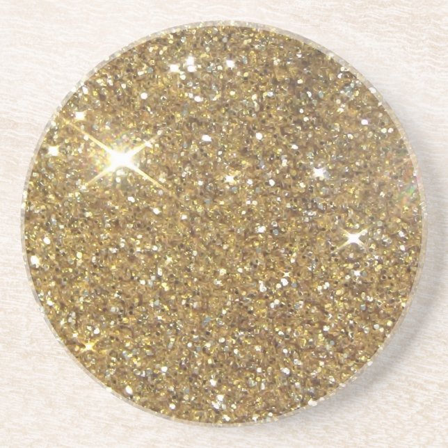 Luxury Gold Glitter - Printed Image Coaster (Front)