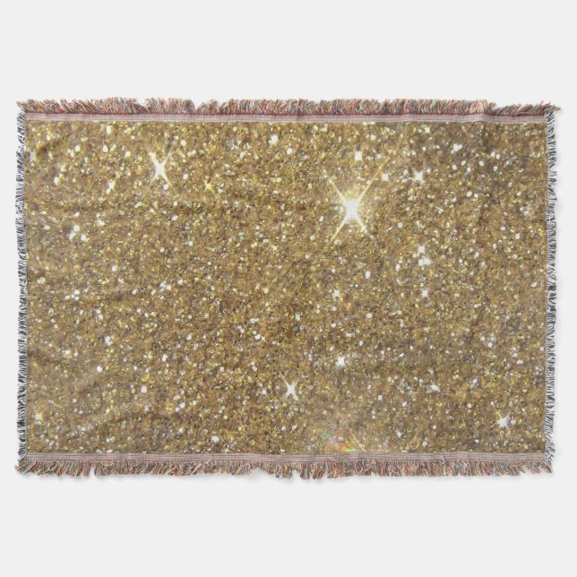 Luxury Gold Glitter - Printed Image Throw Blanket (Front)