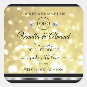 Luxury Gold Glitter Product Labels Diamonds Logo