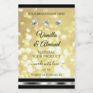 Luxury Gold Glitter Product Labels with Diamonds