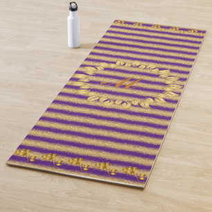 Luxury Gold Glitter Purple Monogrammed Gift Yoga Mat