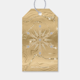 Luxury Gold Glitter Snowflake Diamond Gift Tags