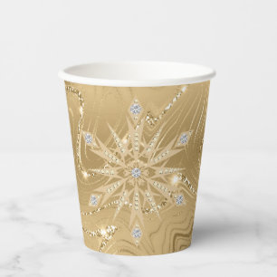 Luxury Gold Glitter Snowflake Diamond Paper Cups