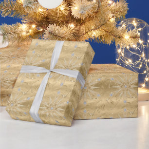 Luxury Gold Glitter Snowflake Diamond Wrapping Paper
