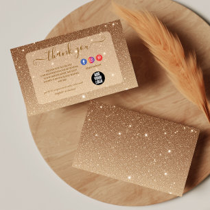 Luxury Gold Glitter Sparkle Business Thank You Card