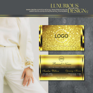 Luxury Gold Glitter Sparkle Golden Effects Logo  Business Card
