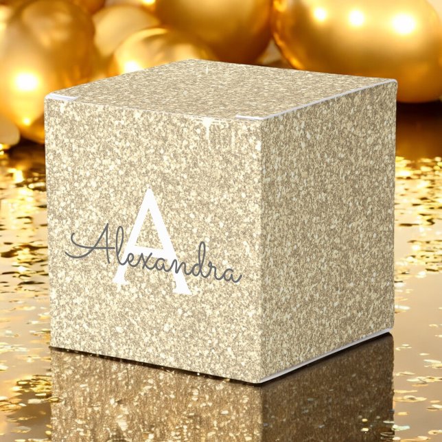 Luxury Gold Glitter & Sparkle Monogram Favour Box (Creator Uploaded)