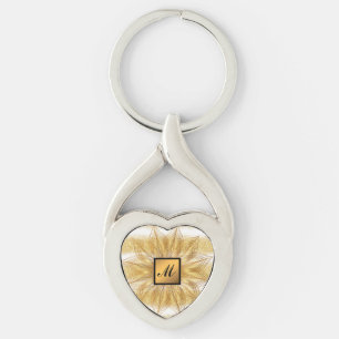 Luxury Gold Glitter White Monogrammed Gift Key Ring