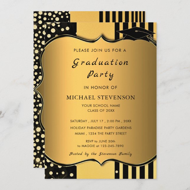 Luxury Gold Graduation Invitation - Elegant (Front/Back)