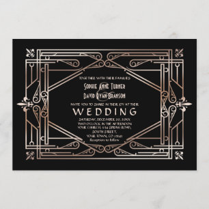 Luxury Gold Great Gatsby Art Deco 20s Wedding Invitation
