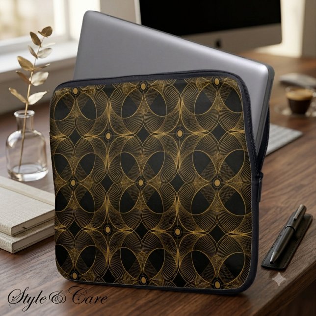 Luxury Gold Guilloché Seamless Pattern Laptop Sleeve (Luxury Gold Guilloché Seamless Pattern Laptop Sleeve)