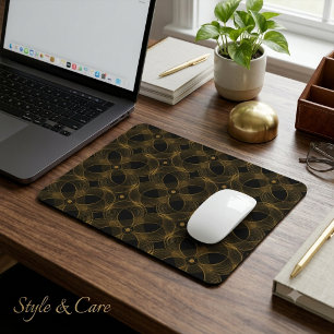 Luxury Gold Guilloché Seamless Pattern Mouse Pad
