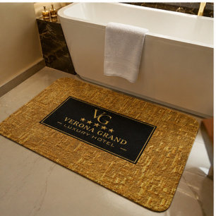 Luxury Gold Hotel Elegant 5-Star Bathroom Decor Bath Mat