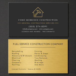 Luxury Gold Industrial Construction Business Card