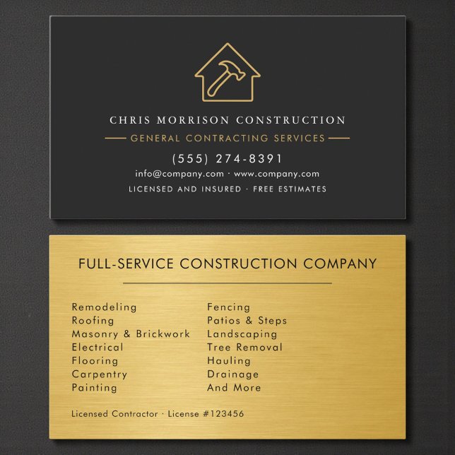 Luxury Gold Industrial Construction Business Card (Creator Uploaded)
