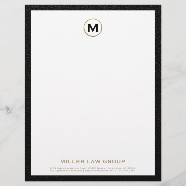 Luxury Gold Initial Law Office Custom Letterhead (Front)