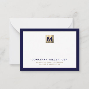 Luxury Gold Initial Logo Navy Card