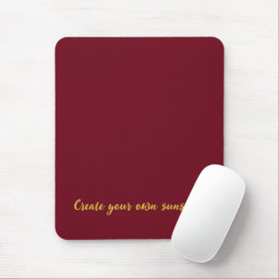 Luxury Gold Initial Monogram Burgundy Red Mouse Pad