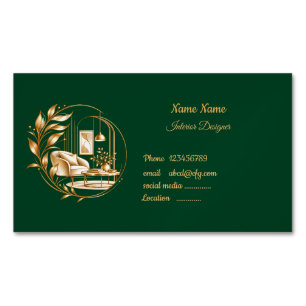 luxury gold interior designer magnetic business card