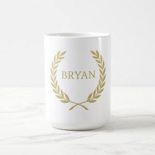 Luxury Gold Laurel Wreath Monogram Coffee Mug