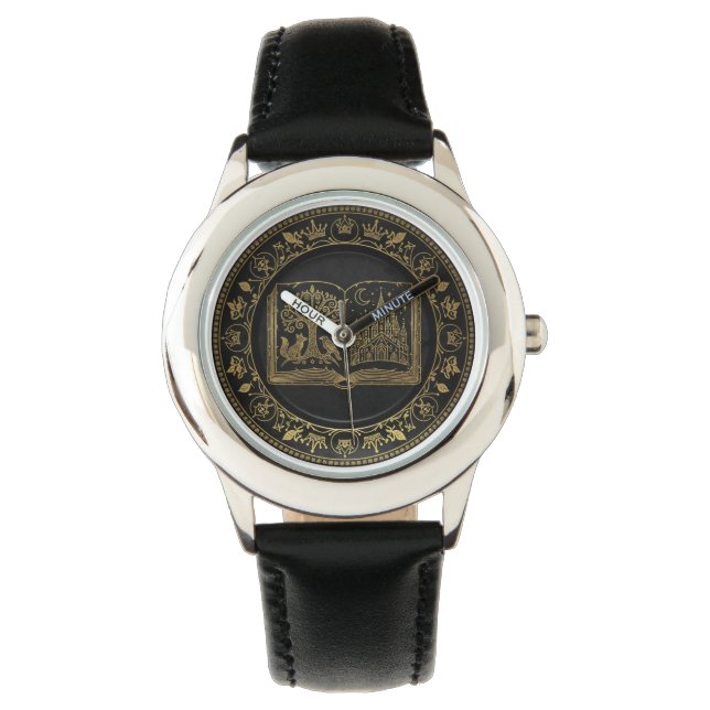 Luxury Gold Leaf Storybook Memory Keepsake Watch (Front)