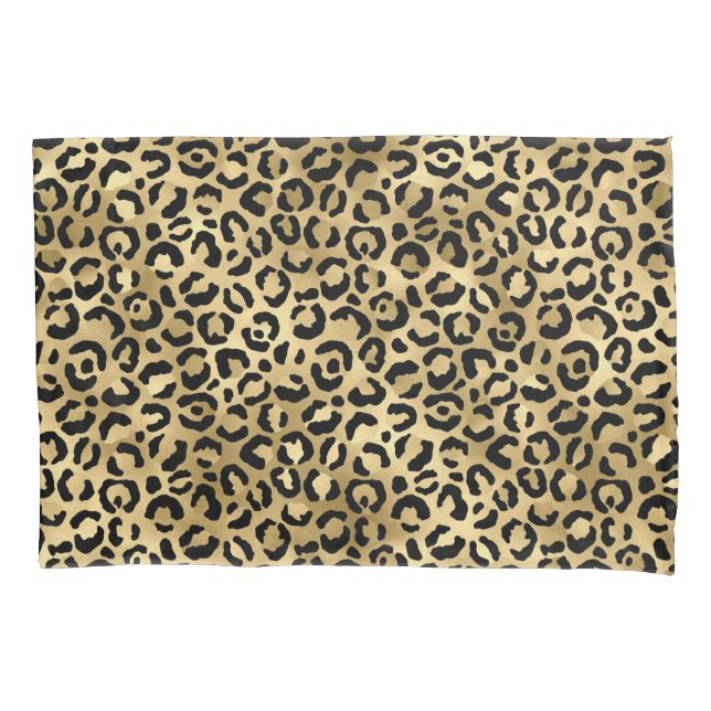 Luxury Gold Leopard Print-Cosy Glam Animal Pattern Pillowcase (Front)