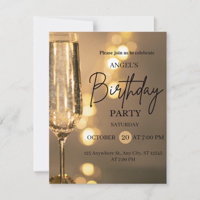 Luxury Gold Lights Birthday Invitation (Front)