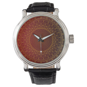 Luxury Gold line art and red gradient colour Watch