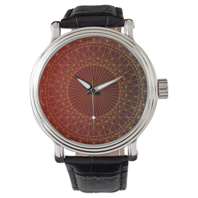 Luxury Gold line art and red gradient colour  Watch (Front)
