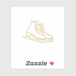 Luxury Gold Line Art Ice Skates Sticker Minimalist