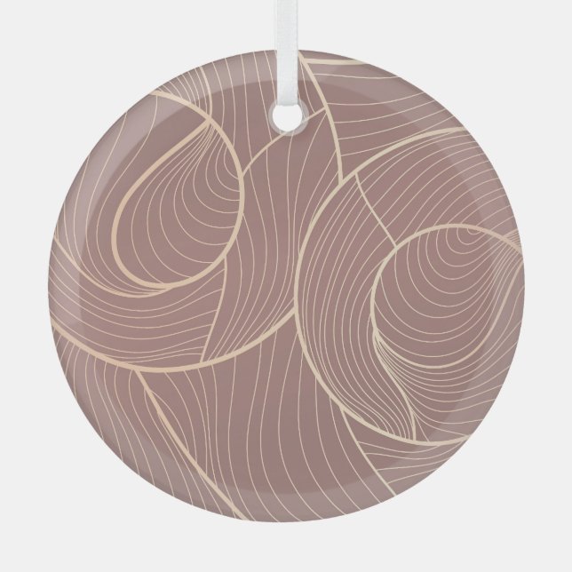 Luxury Gold Lines Pattern Background Glass Tree Decoration (Front)