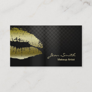 Luxury Gold Lips Makeup Artist Business Card