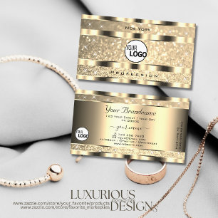 Luxury Gold Luminous Glitter Stars Logo Golden Business Card