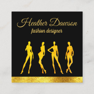 Luxury Gold Mannequin Fashion Designer Square Business Card