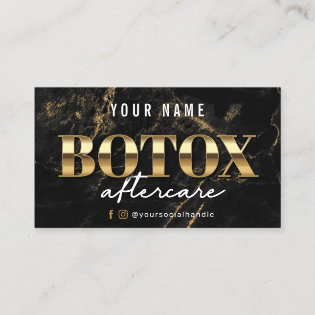 Luxury Gold Marble Botox Aftercare Card (Front)