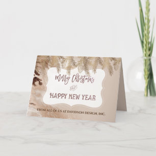 Luxury Gold Marble Pine Contemporary Corporate Holiday Card