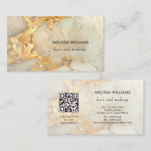 Luxury Gold Marble QR Code Business Card