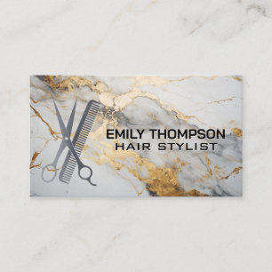 Luxury Gold Marble Salon Tools Business Card