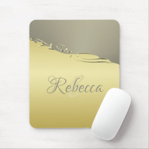 Luxury gold metal decorative on gold and silver mouse pad