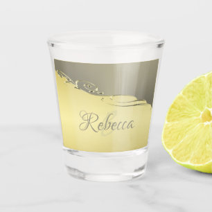 Luxury gold metal decorative on gold and silver shot glass