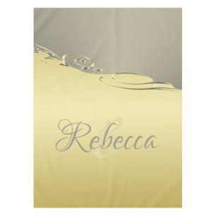 Luxury gold metal decorative on gold and silver tablecloth