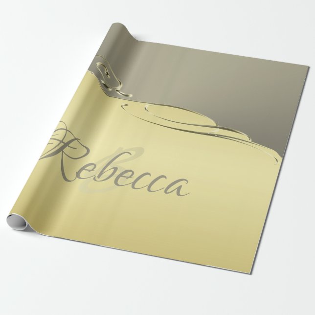 Luxury gold metal decorative on gold and silver wrapping paper (Unrolled)