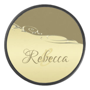 Luxury gold metal decorative on Military gold Hockey Puck