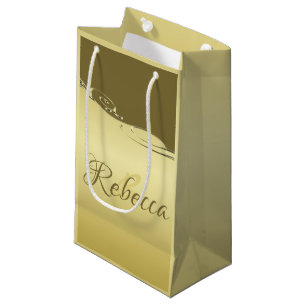 Luxury gold metal decorative on Military gold Small Gift Bag