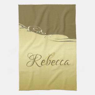 Luxury gold metal decorative on Military gold Tea Towel