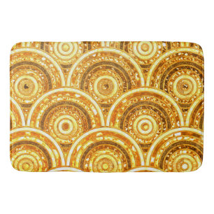 Luxury Gold Metal Foil Glitter Dots Circles Bath Mat