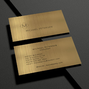 Luxury gold metallic elegant monogrammed  business card
