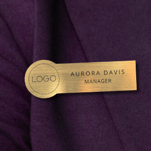 Luxury Gold Metallic Modern Business Logo Name Tag